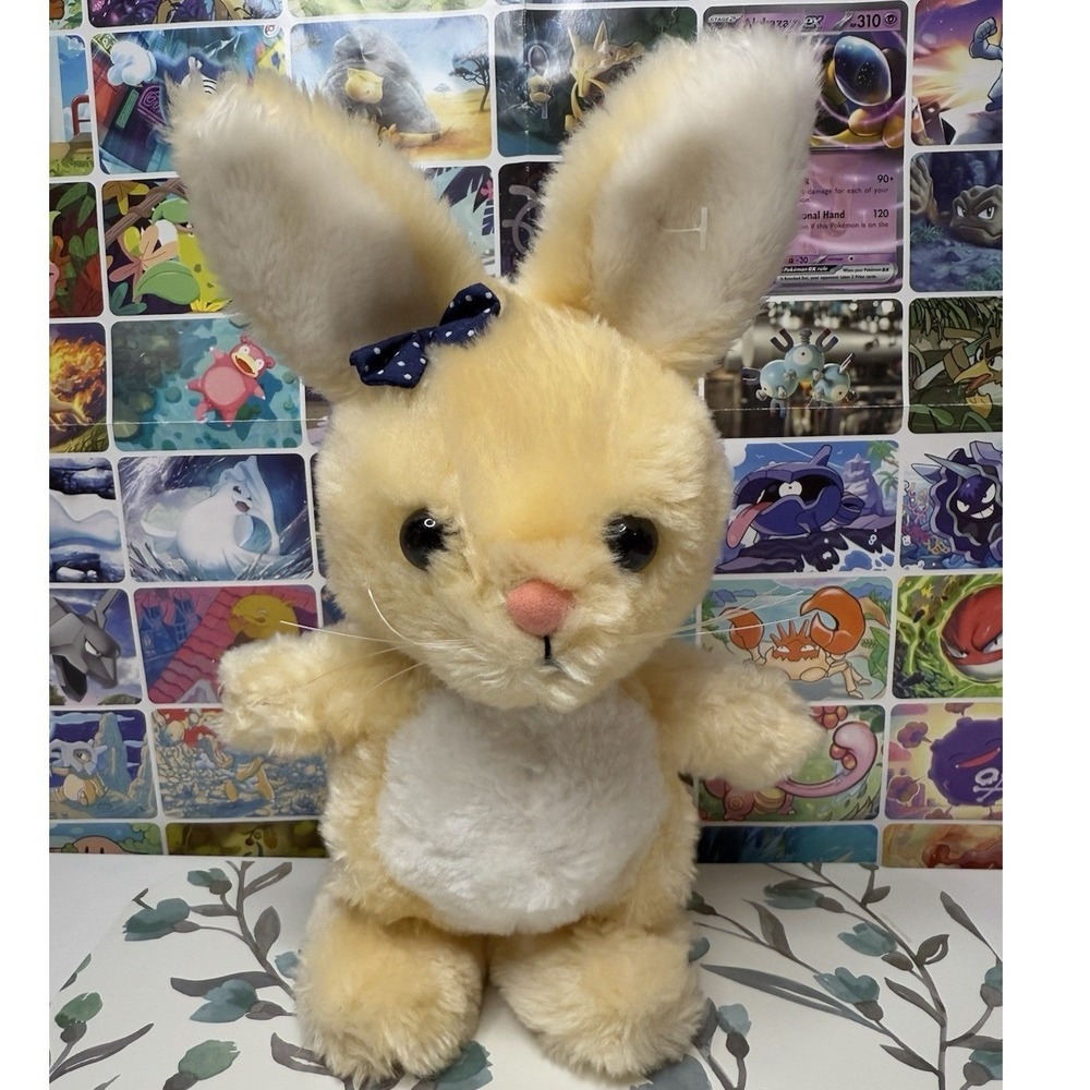 Vintage R Dakin & Co Bunny Plush 1983 Yellow Rabbit Stuffed Animal 11"